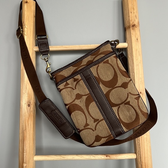 Brown Coach Canvas Crossbody Purse - Picture 2 of 8